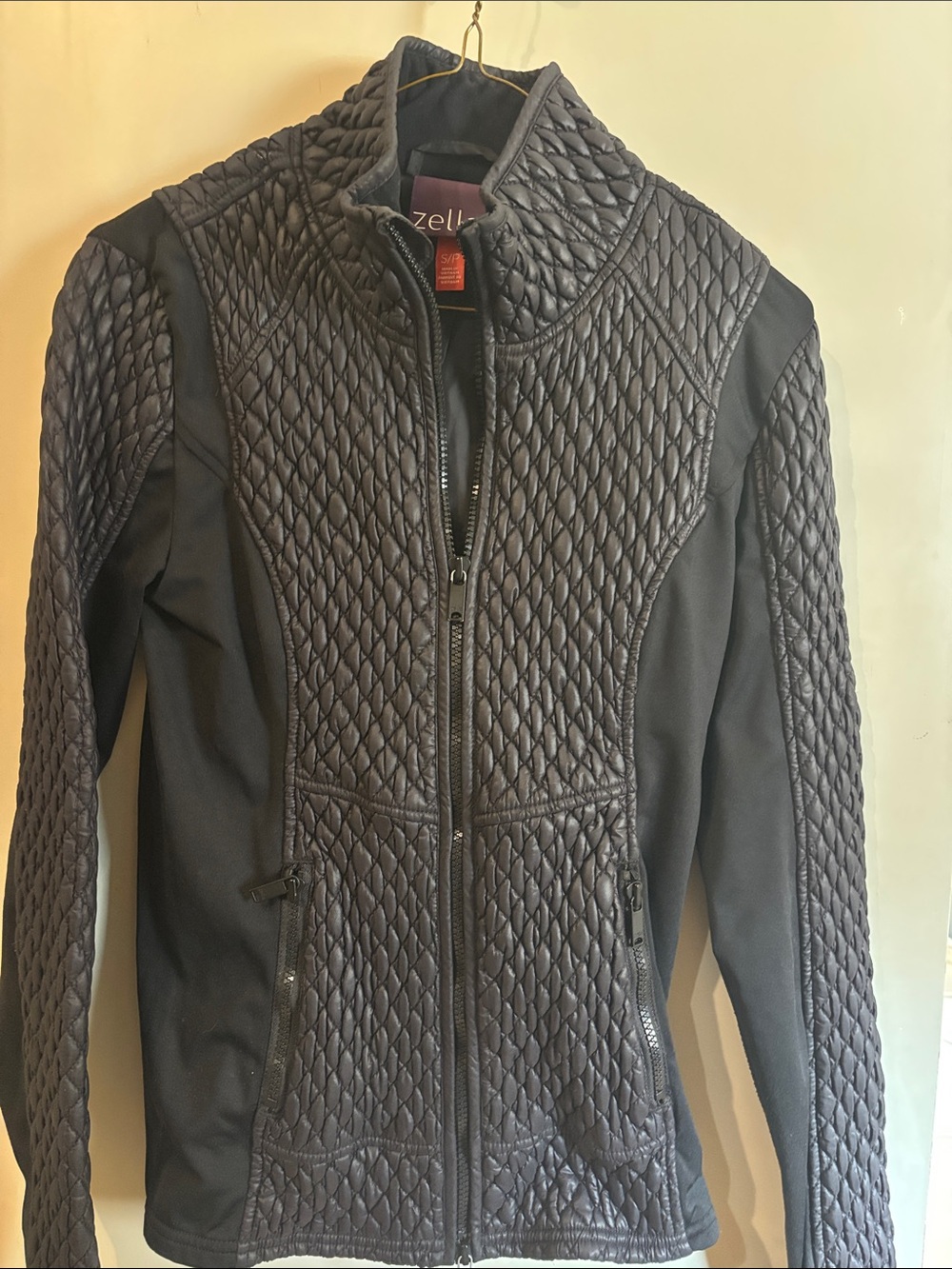 Zella Quilted Black & Charcoal Women's Zip Puffer Jacket